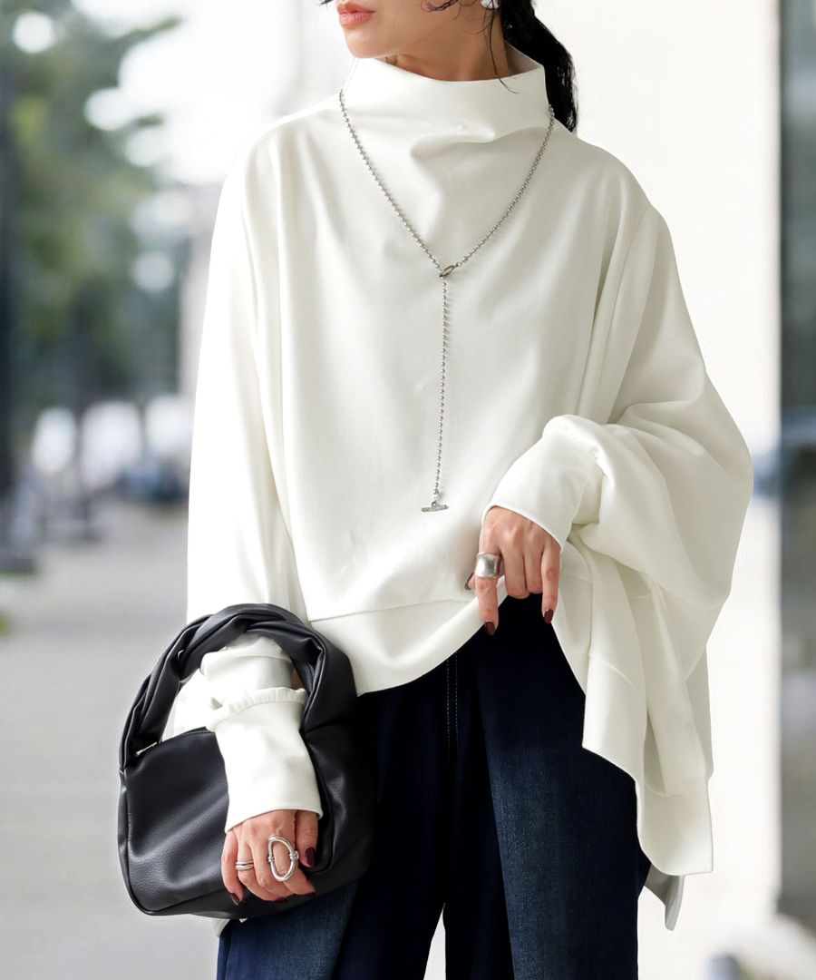 ポンチ ワイドトップス トップス レディース 長袖 送料無料・メール便