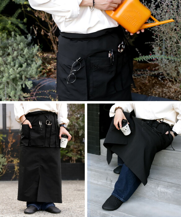 撥水 ギャルソンエプロン エプロン メンズ ロング 送料無料・(100