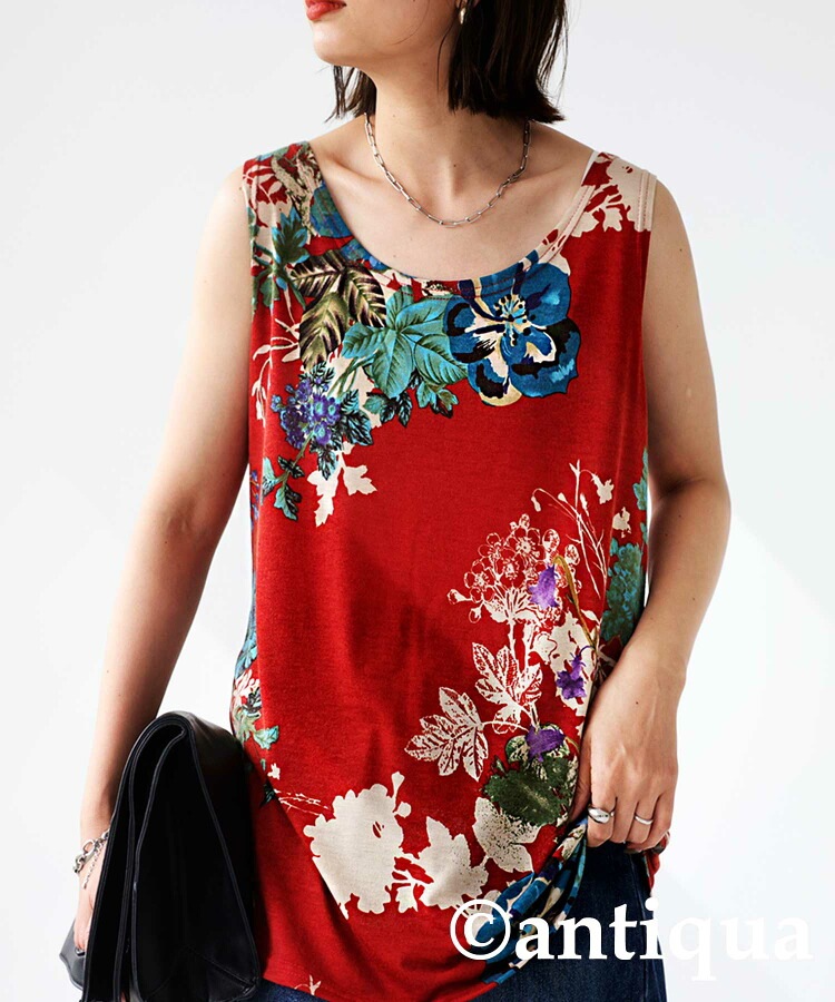 花柄デザインタンク タンクトップ レディース トップス 花柄・(30