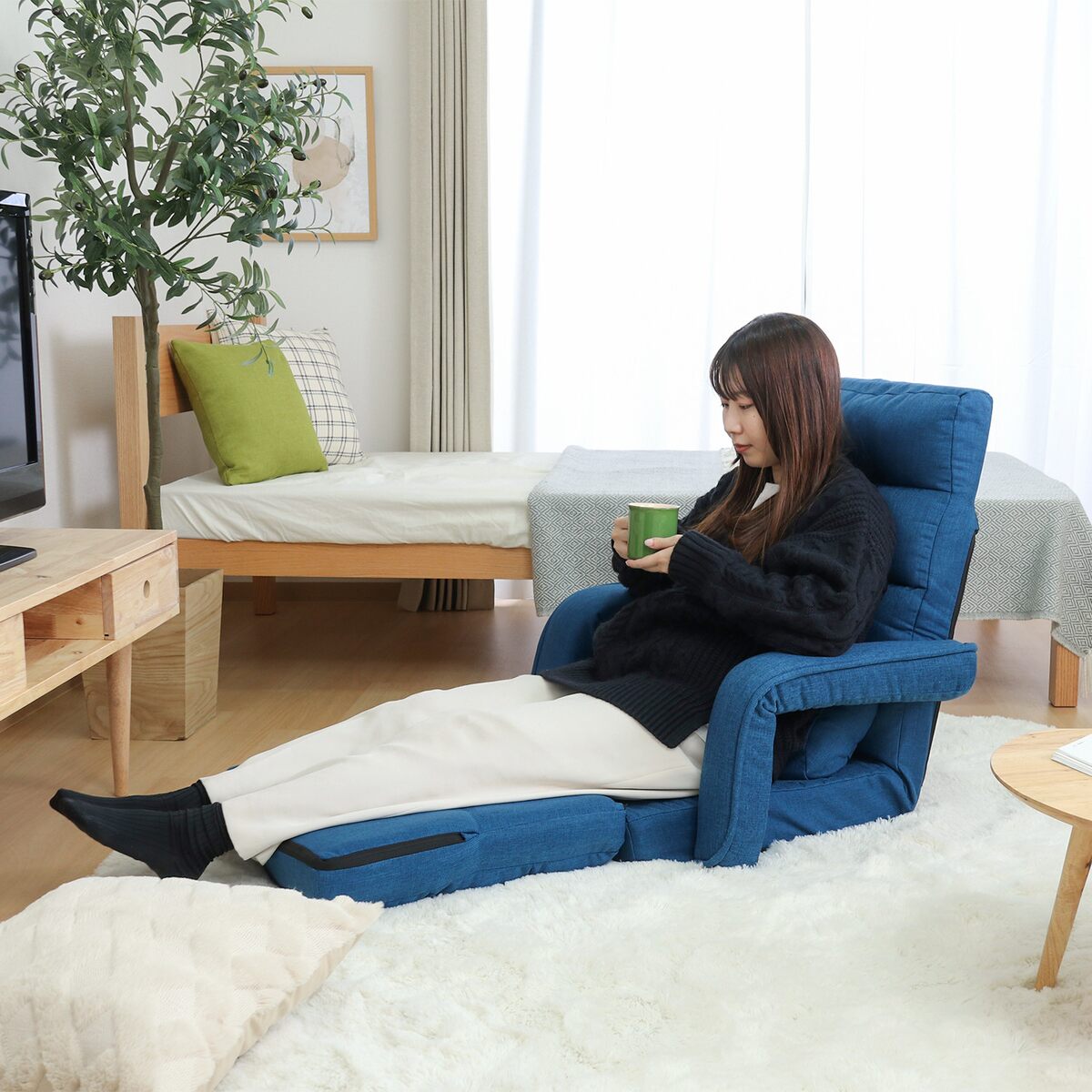 送料無料】欠品中 次回4月下旬予定 不二貿易 4WAY座椅子 0212 ネイビー