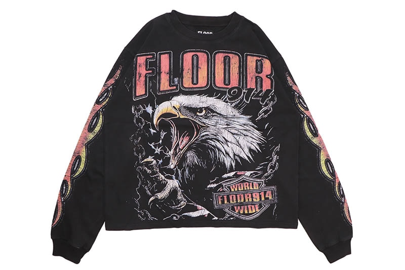 FLOOR 914 SKY STRIKER LONG SLEEVE T-SHIRT (BLACK) | Brand,A-F