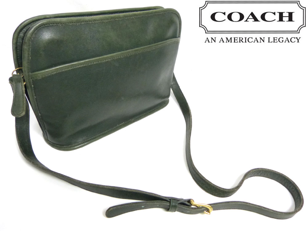 オールドコーチ COACH コーチ 本革 ショルダーバッグ(緑 グリーン