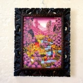 バリ絵画／海とサンゴのビーチ【50cm×50cm】／Abstract Beach／アート