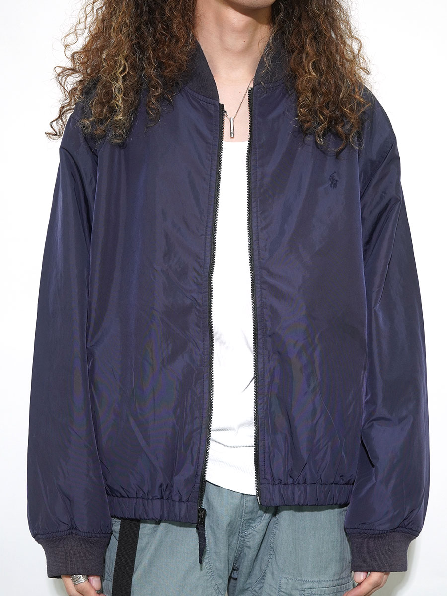 ラルフローレン 裏フリース フルジップ ナイロンジャケット ネイビー