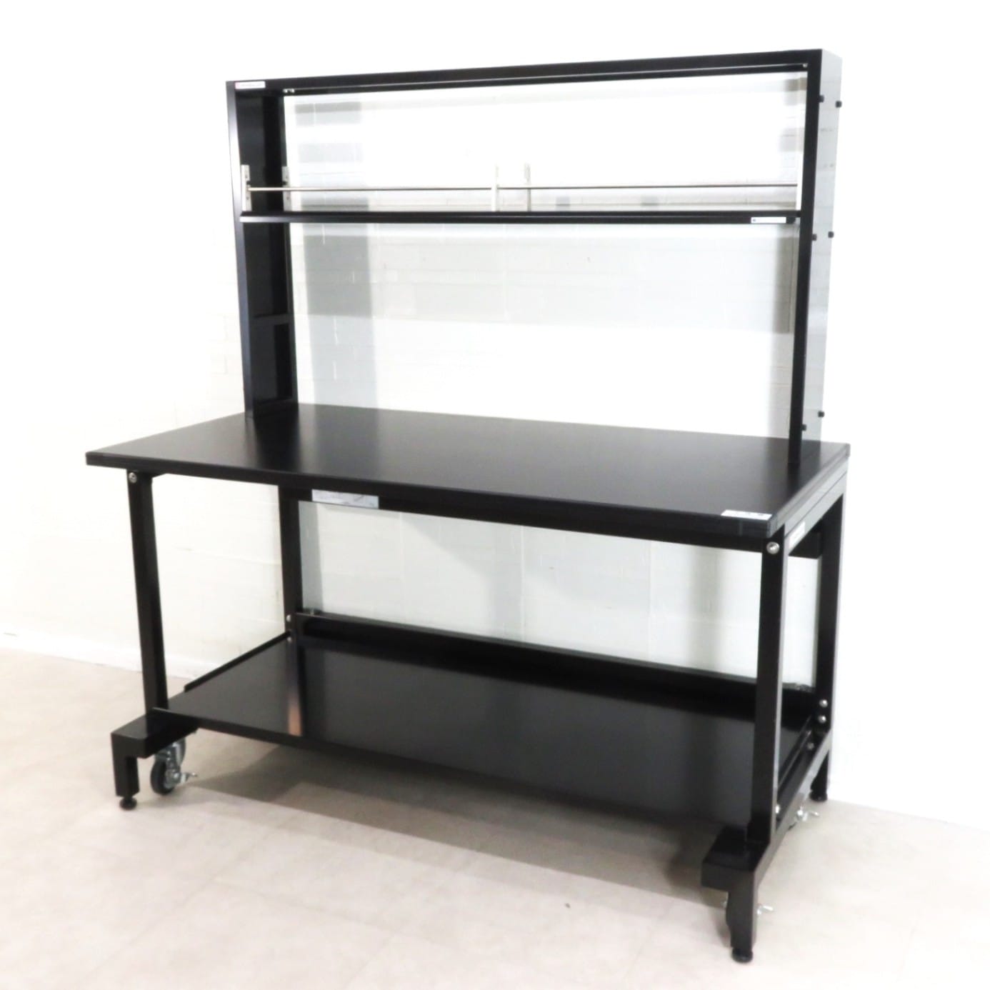 SHIMADZU 島津理化 作業台 ブラック 耐熱テーブル キャスター 実験室