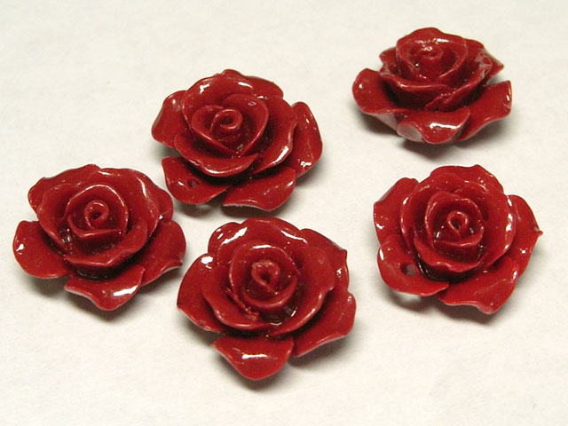 珊瑚（加工） 薔薇型パーツ トップ用 レッド 約15×8mm 【5個セット