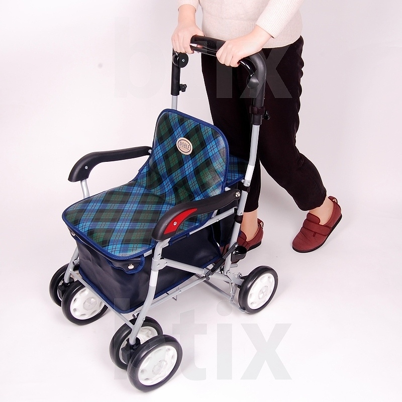 超売れ筋】ノーブル 緑チェック ｜ シルバーカー・歩行器,シルバーカー