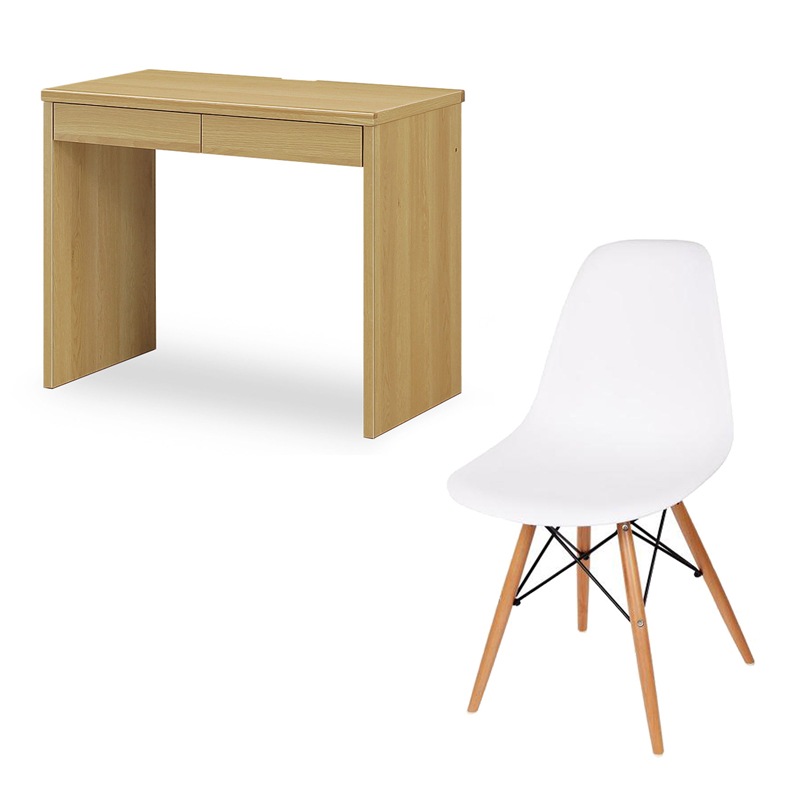 デスクチェアセット 2点セット/トンド【toNdo】平机 + シェルチェア 木