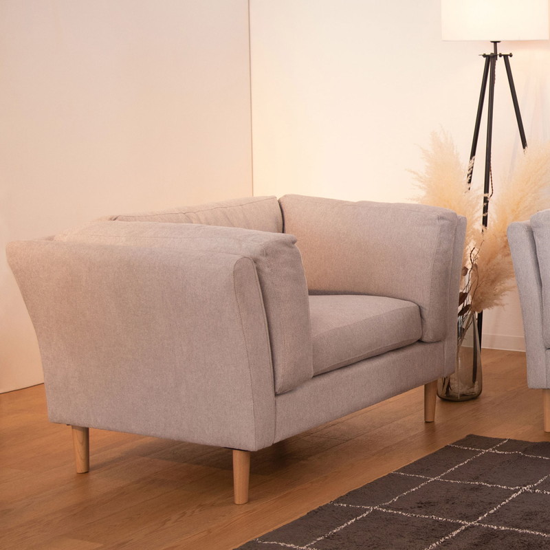 1人掛け】ソファ ファブリック×天然木 1P フォーク【Folk】｜ベッド