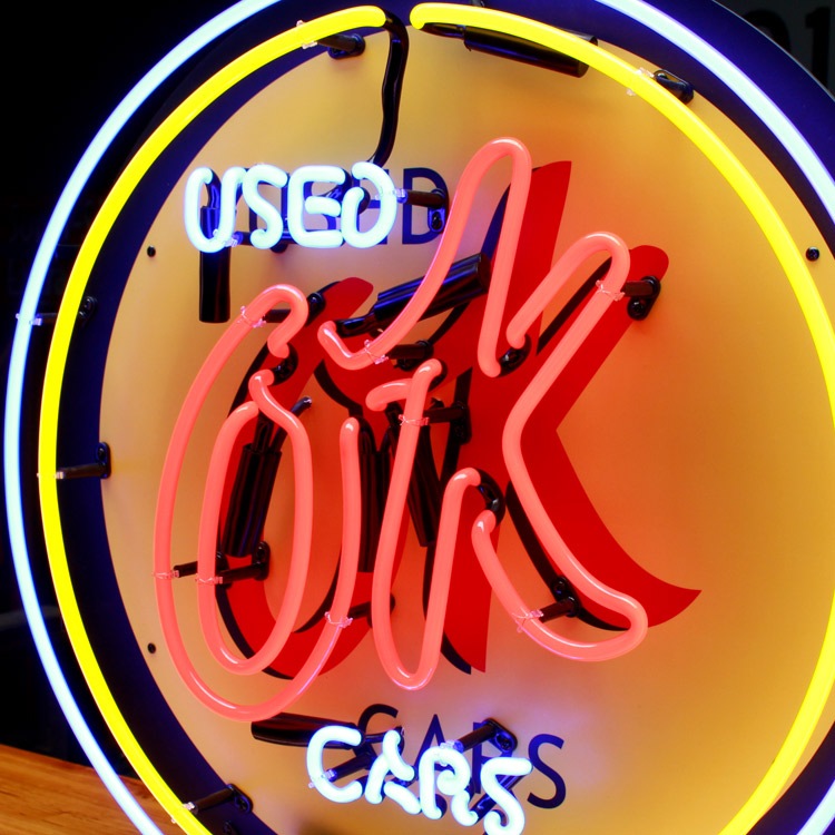 看板 ネオンサイン OKユーズドカー OK USED CARS ネオン菅 GM