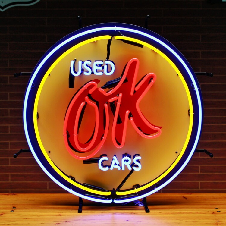 看板 ネオンサイン OKユーズドカー OK USED CARS ネオン菅 GM