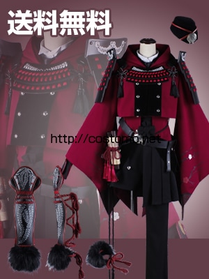 送料無料】とうらぶ風 黒×赤 ケープ付き衣装 帽子・装備品セット 日向