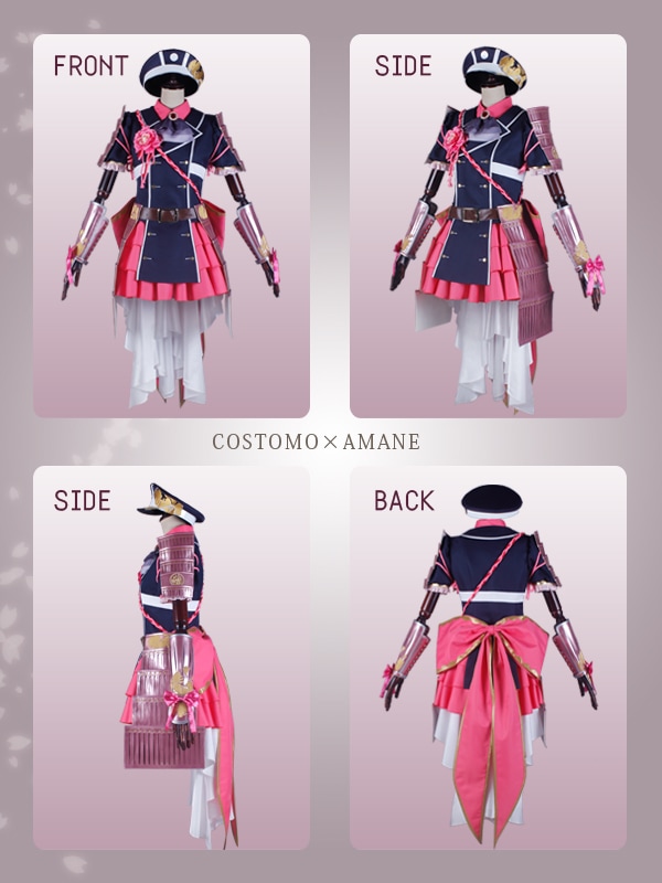 送料無料】とうらぶ風 ピンク×紺色ワンピース 桜色の装備品セット 極ver