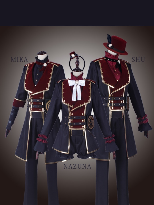 送料無料】あんさんぶる風 ベロア素材使用（赤）×黒衣装セット タイプ