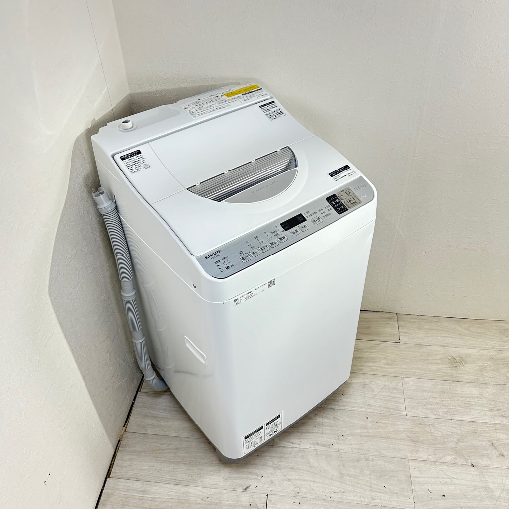 中古 洗濯5.5kg 乾燥3.5kg 全自動洗濯乾燥機 シャープ ES-TX5D-S 2020
