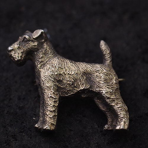 アンティークシルバー 犬ブローチ