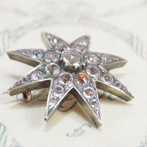 ヴィクトリアン シルバー ペースト 北極星ブローチ