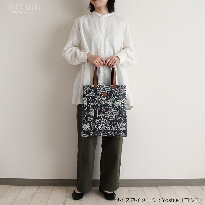 リバティ ストロベリーメドウ フロッキー加工 グレー トートバッグ