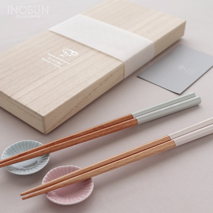 hitoishi 膳 -ZEN- 夫婦箸セット ライトブルー/ピンク 日本製 波佐見焼