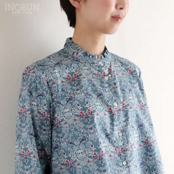 再入荷予定なし】Parkes リバティ スタンドフリルAラインブラウス 長袖