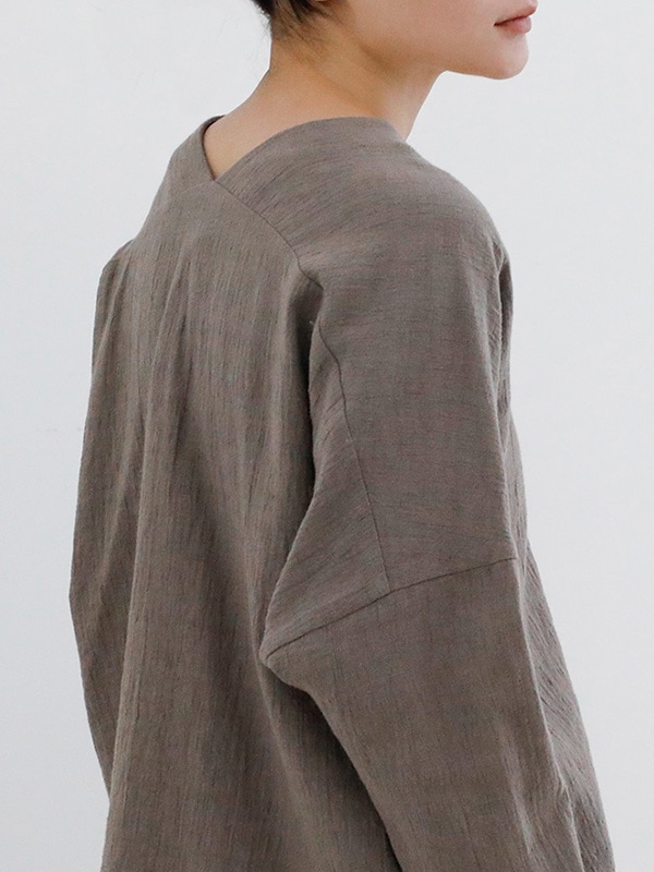 evam eva｜linen cotton V neck pullover｜ladies',tops