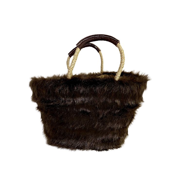 エコファーバスケットM ネイビー | かごバッグ | FATIMA MOROCCO