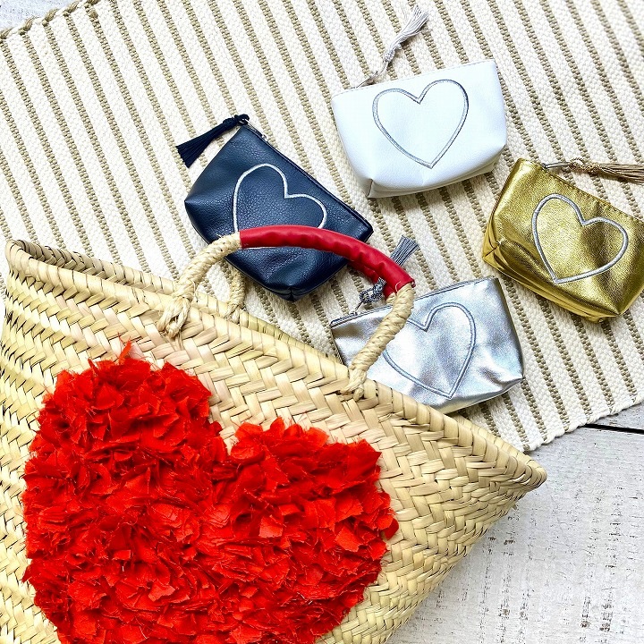 ハート刺繍ミニポーチ シルバー | ポーチ | FATIMA MOROCCO