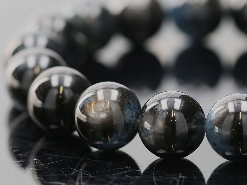 ブラックスター アクアマリン ブレスレット 12mm玉 No.65 （鑑別書付