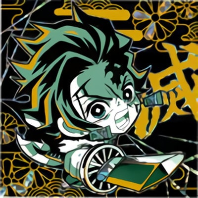 021 竈門炭治郎 ☆4【黒】 鬼滅の刃ディフォルメシールウエハース | 鬼