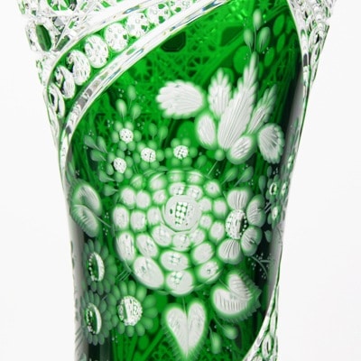 マイセンクリスタル ミスティックフラワー 色被せ花瓶 F205/EO314/41G