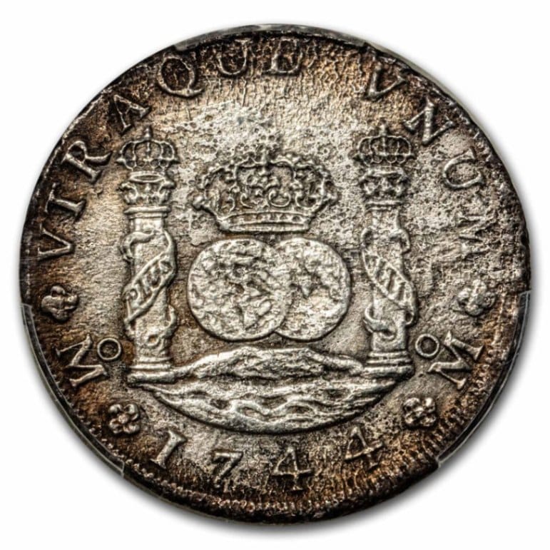 1744年 メキシコ 8レアル 銀貨 ピラードル メキシコシティ造幣局