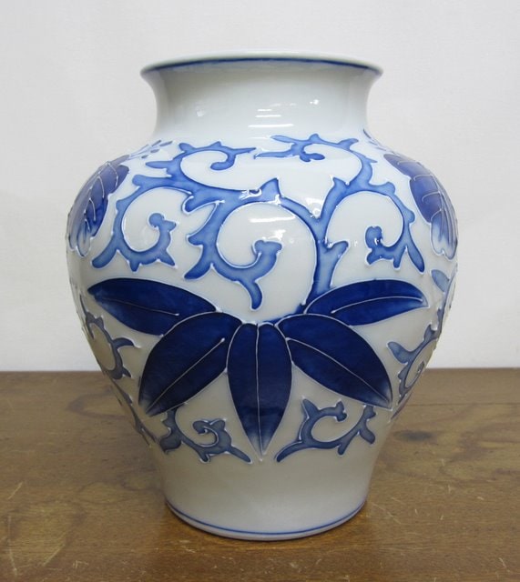 花瓶□古志野 丸紋 桃山期 華入 徳利型 古い花器 唐草 時代物 骨董品