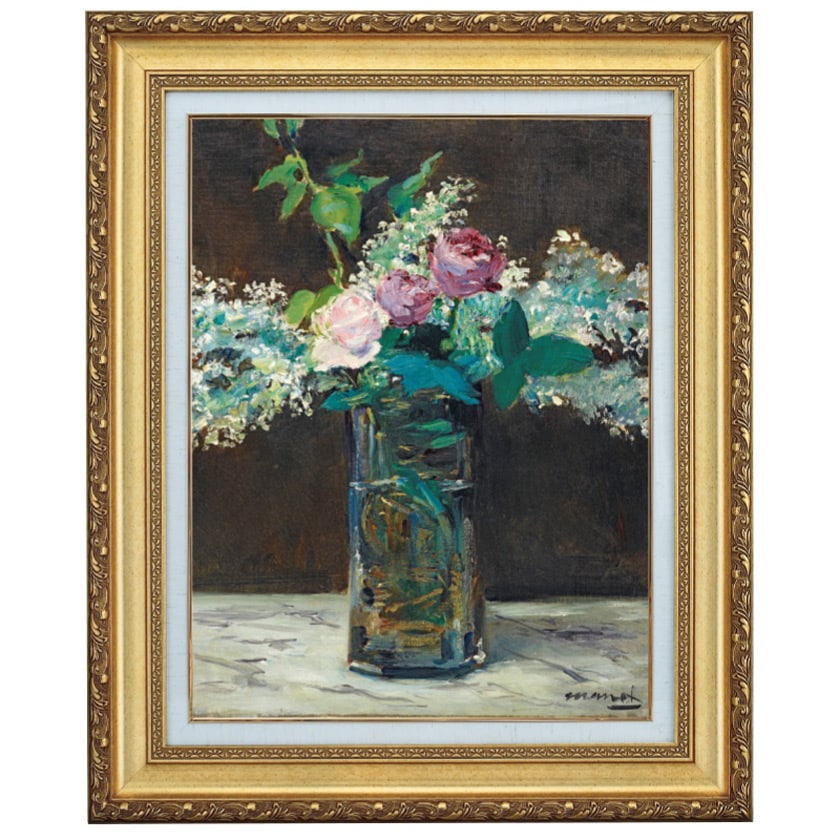 マネ 「花瓶のライラックとバラ」 6号 立体複製名画 【ポイント5