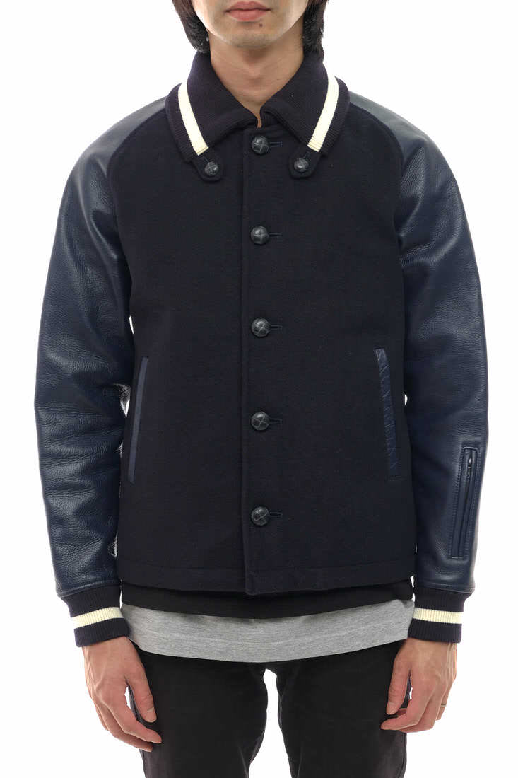 SOPHNET. SOPH-123036 STADIUM BLOUSON / ソフネット 袖レザー 牛革