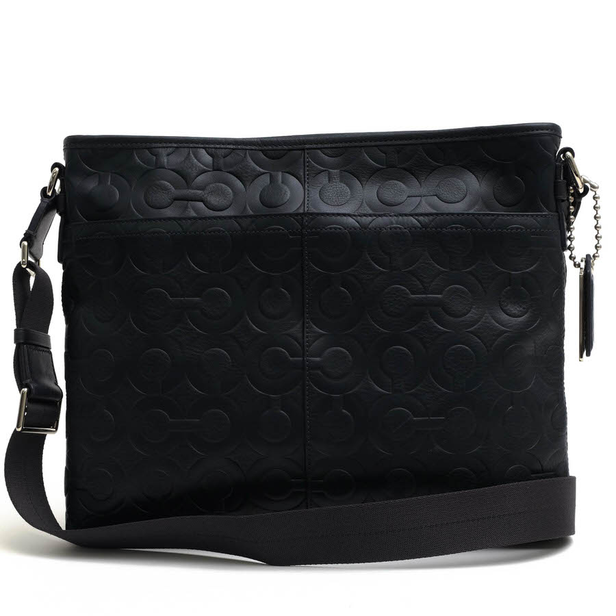 COACH 70248 Op Art Leather Flat Crossbody Satchel オプ アート