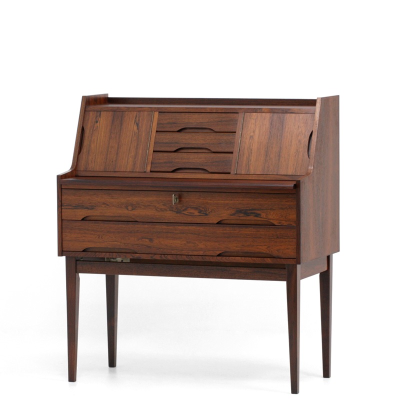 北欧 ヴィンテージ家具 ライティングビューロー ローズウッド材 ミラー