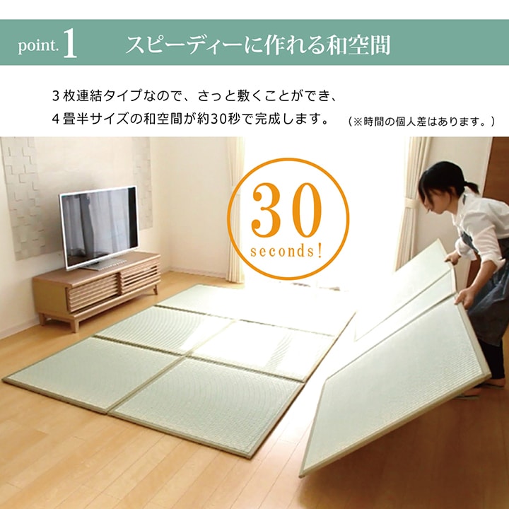 置き畳 3連ユニット畳 パタパタ畳 70×210cm/82×246cm 3つ折り 厚み約