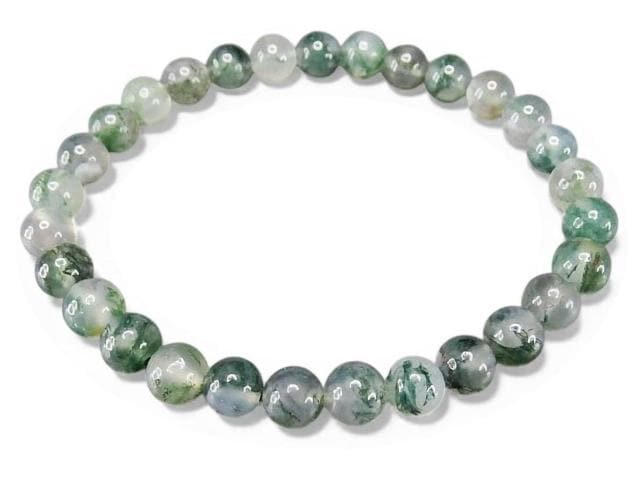 色合い良好モスアゲート水草瑪瑙約6mm強天然石ブレスレット数珠 | 石