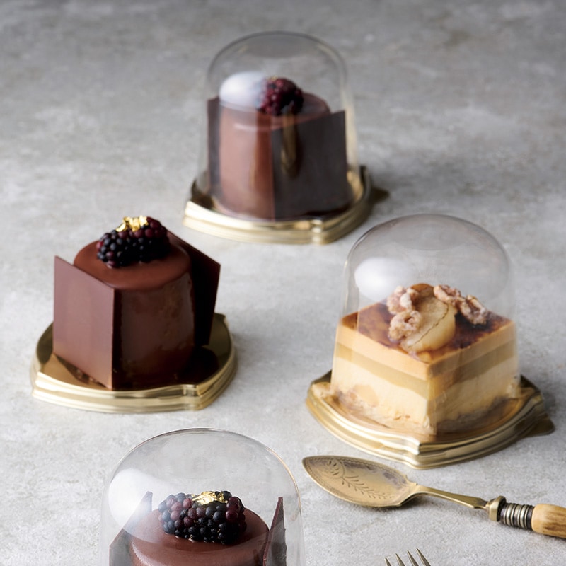 ケーキトレー IK92-SLゴールド 本体・86.5Hドーム高蓋セット（50枚