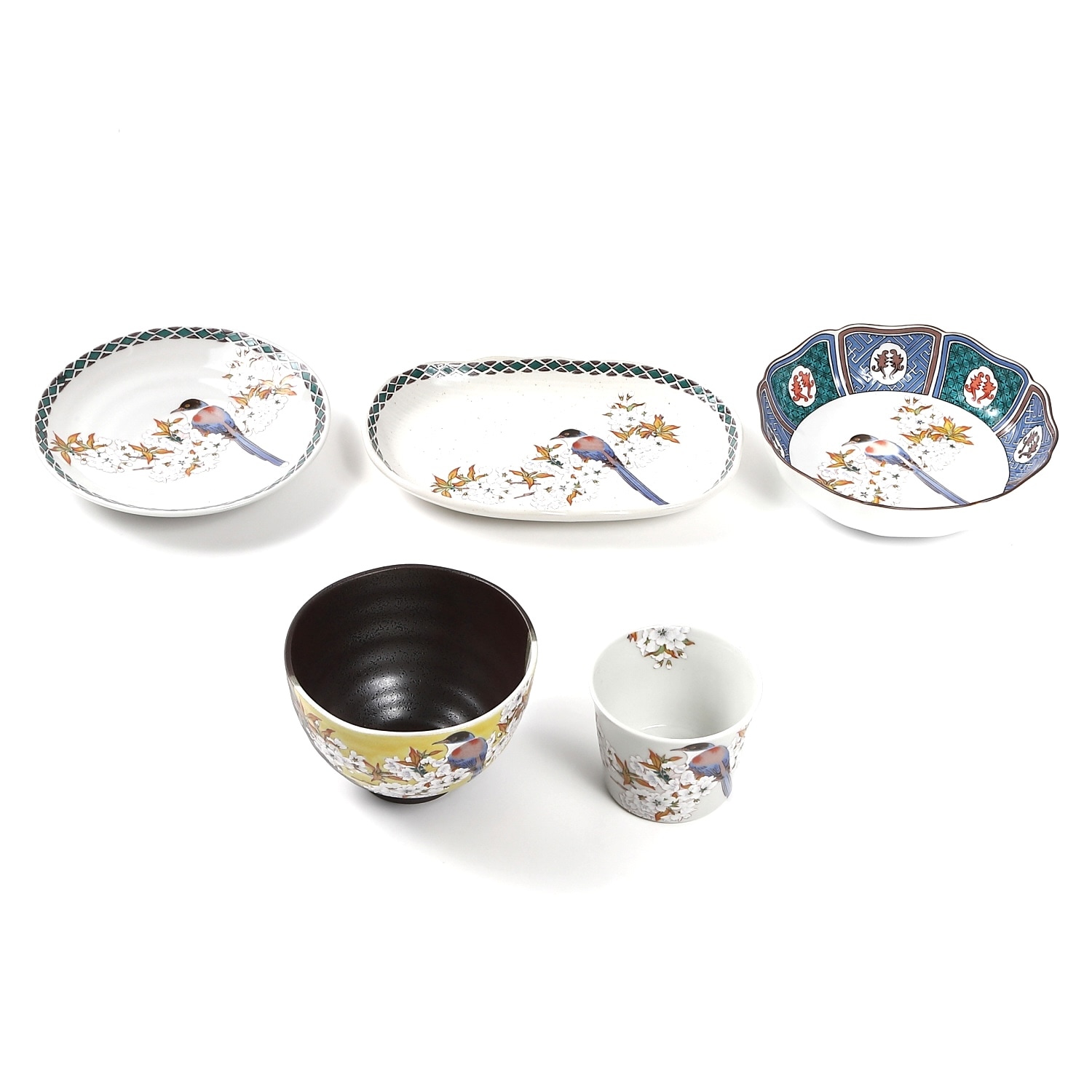 九谷焼】茶漬碗・吉田屋山桜に鳥【九谷白雅】｜創亭やぶきたオンライン