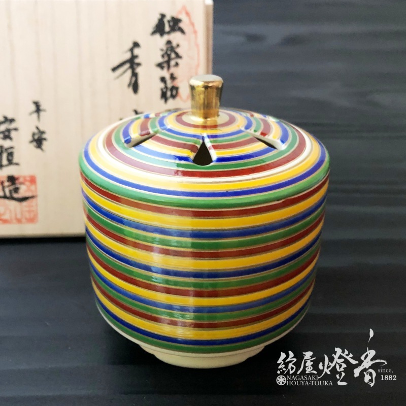 龍心堂の香器『香炉【独楽筋(こますじ)】[京焼・清水焼/安恒]空焚用