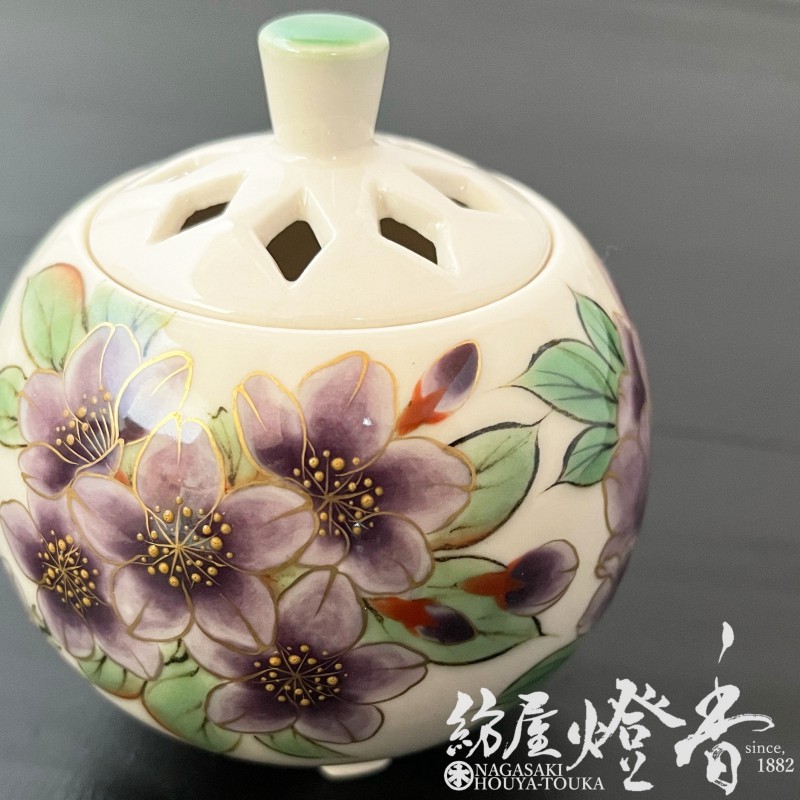 香器『香炉【三華絵/桜・藤・牡丹-SANKAE-】[京焼・清水焼/陶葊