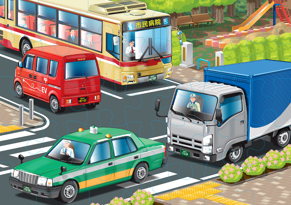 くもんのジグソーパズル STEP3 はたらく車のなかまたち | 知育