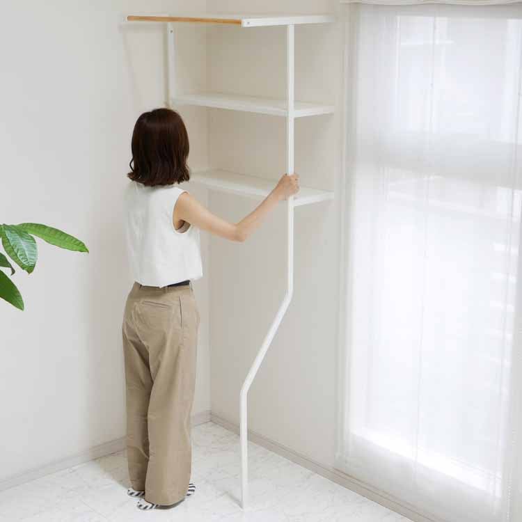 立て掛けランドリーシェルフ タワー ホワイト｜洗濯・ランドリー用品
