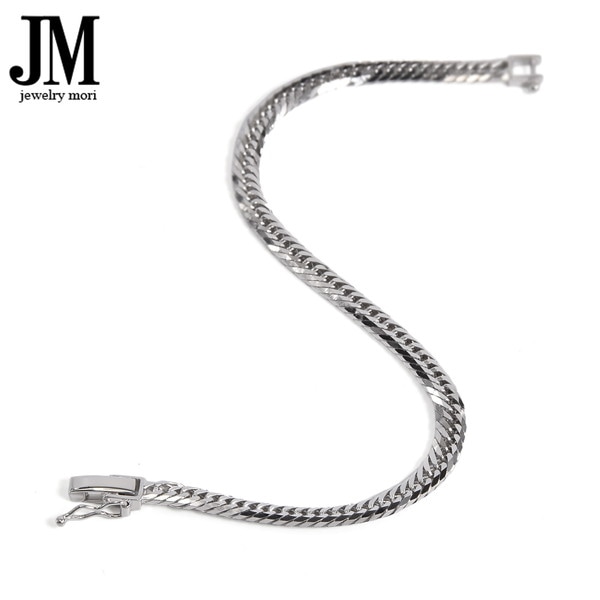 18金 ホワイトゴールド 喜平ブレスレット アンクレット K18WG 8面