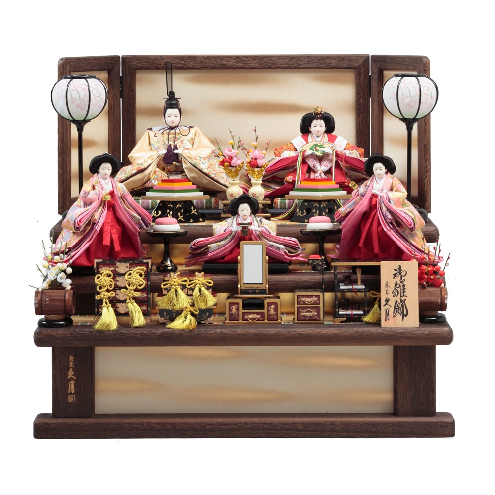 木製三段 親王官女飾り 72HR-G12 | 段飾り | 【公式】 人形の久月