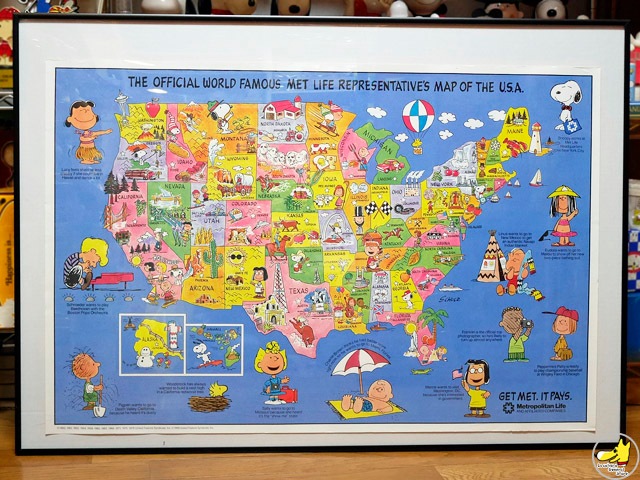 ビンテージ Metlife '70s スヌーピー U.S.A. Map Poster マップ