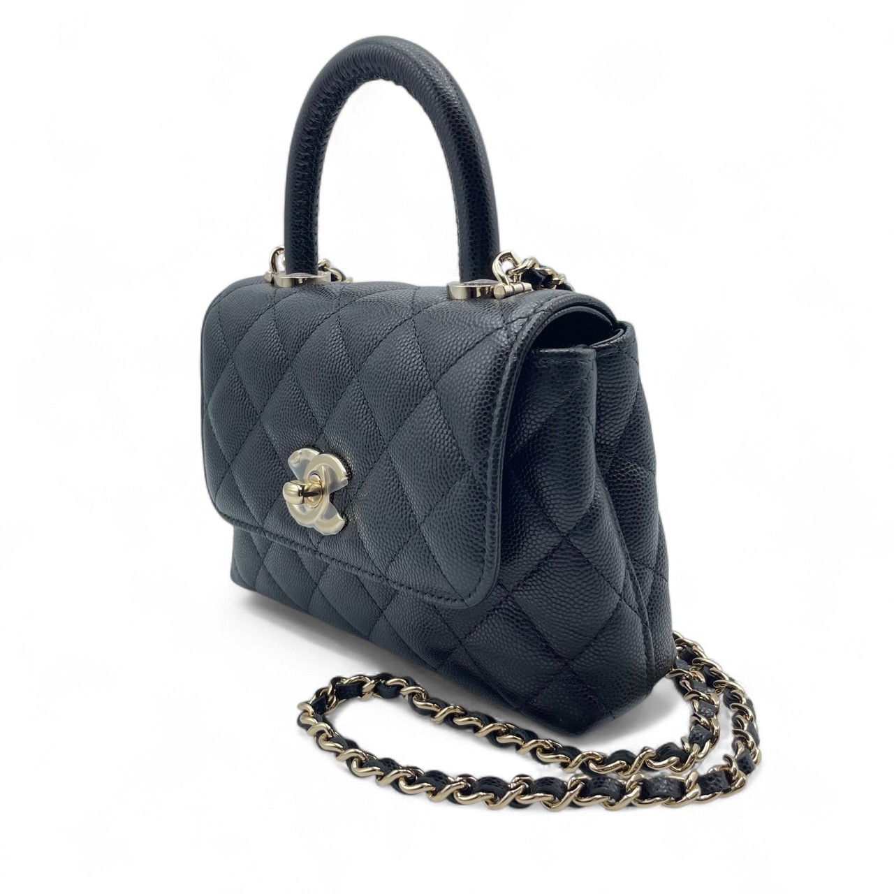 シャネル ココハンドル ミニミニ AP4244 ブラック キャビアスキン