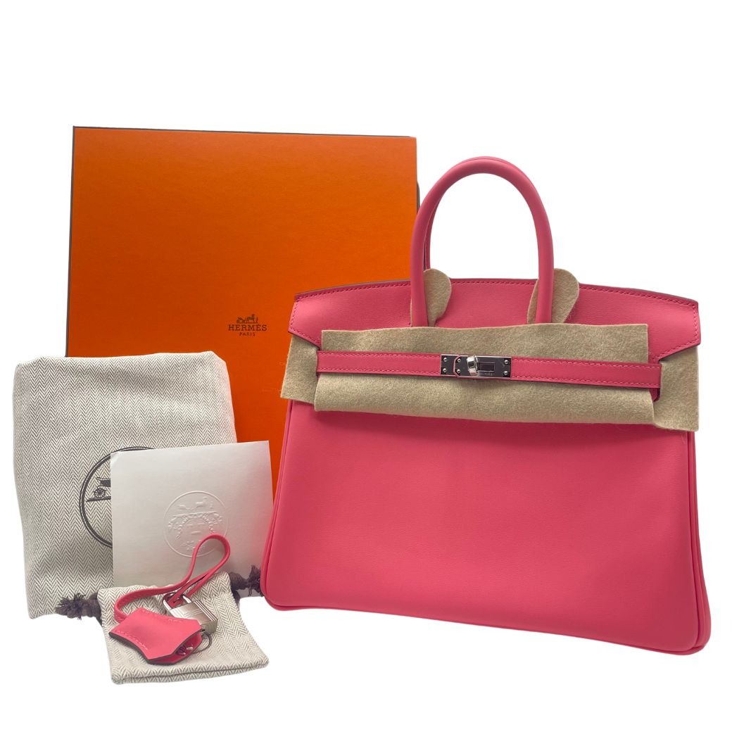 エルメス バーキン 25 ローズアザレ スイフト シルバー金具 K刻印