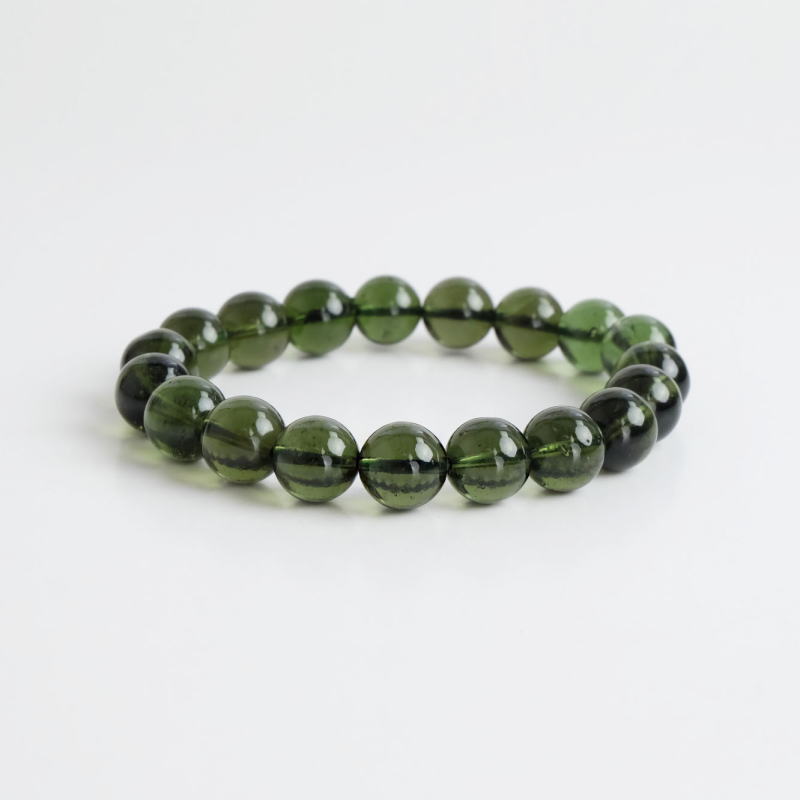 希少！モルダバイト丸玉ブレスレット （鑑別書付） 10mm｜マライカ公式通販